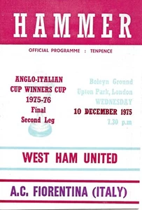 WEST HAM UNITED V A C FIORENTINA ~ FINAL COPA ANGLO-ITALIANA ~ 10 DICIEMBRE 1975 - Imagen 1 de 1