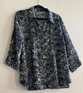 Gloria Vanderbilt Women Sze Large V-Neck Blouse Pintucks Semi-sheer 3/4 Sleeve(7 - Picture 1 of 10