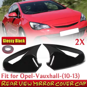 For Vauxhall pel Astra J 2010~2013 Gloss Black Side Door Wing Mirror Cover Cap - Picture 1 of 10