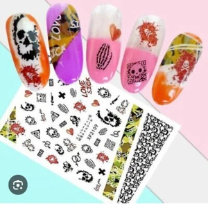 HALLOWEEN ASSORTED CAMOUFLAGE HORROR nail art decor stickers XF3109 - Picture 1 of 2