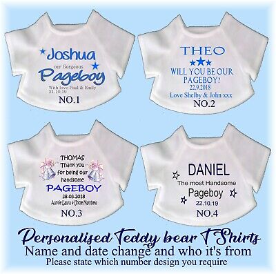 Personalised Teddy Bear T Shirt To Fit 12  Bear Page Boy  Wedding Gifts • 5.99£