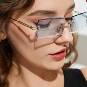 NEW Fashion Rimless Square Men's Women Sunglasses Retro Outdoor Glasses Eyewear - Picture 1 of 24