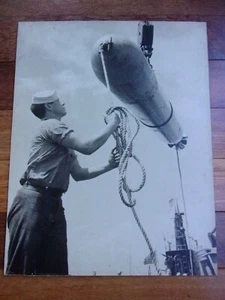 LARGE Photo of WW2 Torpedo Loading on Submarine 14" X 18" - Picture 1 of 2