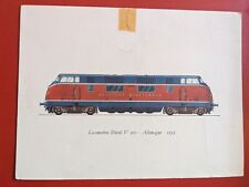 Gravure Locomotive Diesel V-200, 1952, Allemagne. XXe siècle 