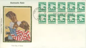 1985 FDC - Scott# 2113a - Pannello Bklt Emissione Tasso "D" - Colorano Silk Cachet UA - Foto 1 di 1