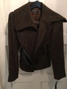 JONES NY Women's PETITE Blazer Jacket SIZE 2 Brown Nubby Sparkle $229+tax NEW!!