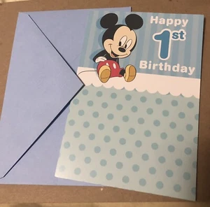 Happy 1st Birthday Disney Mickey Mouse One Year Old 5”x7” Hallmark Greeting Card - Picture 1 of 6