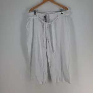 NEW Katies womens pants size 20 white crop linen blend belted 055949 - Picture 1 of 13