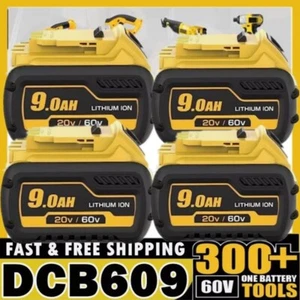 1~4 PACK for DEWALT 60 Volt 20V/60V MAX 9.0Ah Battery DCB609 DCB606 Replacement - Picture 1 of 30