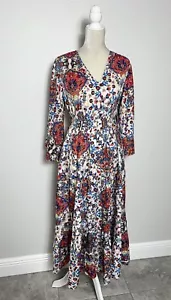 Boemo Anthropologie 3/4 Sleeve Tiered A Line Maxi Dress Floral Peasant New XL - Picture 1 of 16