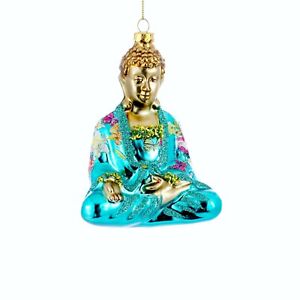 Kurt Adler – Buddha Asian Oriental Glass Christmas Ornament - Teal Blue