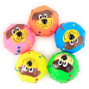 Dog Ball Funny Teeth Silicon Toy Chew Squeaker Squeaky Sound Toy 3 Pack - Picture 1 of 6