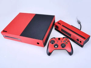 Red Carbon Fiber Cover Skin Sticker for Xbox One & Kinect & 2 controller skins - Picture 1 of 1
