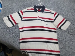 PAUL & SHARK. MENS POLO S/S WHITE AND BLUE/RED STRIPES CHEST 46" SIZE L - Picture 1 of 3