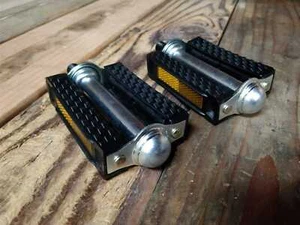 Classic 1/2" Block PEDALS Vintage Schwinn Cruiser Bicycle Stingray Bike Black/CP - Picture 1 of 5