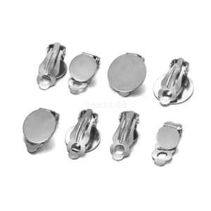 10Pcs Stainless Circular tray Clip On Earring Accessories DIY Jewelry Making - Picture 1 of 7