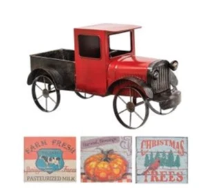 Red & Black Metal Truck w/Seasonal Magnets - Picture 1 of 2