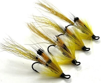FLIE AND LURES Lachsfischen Fliegen ALLY'S GELB einzeln / doppelt / dreifach verschiedene Haken & Qtys