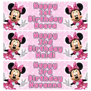 MINNIE MOUSE Personalised Birthday Banners - Minnie Mouse Banners - Disney - D23 - Picture 1 of 1