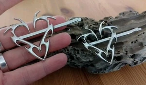 2x Herz Silberfb. Y2k Punk Keltisch Gothic Rock Festival Haarspange Metall - Bild 1 von 5