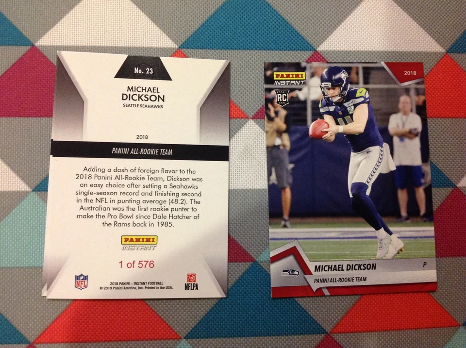 Michael Dickson #23 Seahawks - RC Red Base 2018 Panini Instant All Rookie Team - Image 1 of 1