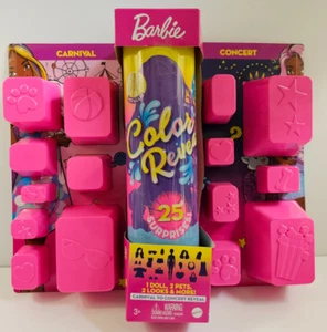 BARBIE COLOR REVEAL DOLL Carnival Concert 25 SURPRISES Dog Cat Clothes Pink NEW! - Picture 1 of 11
