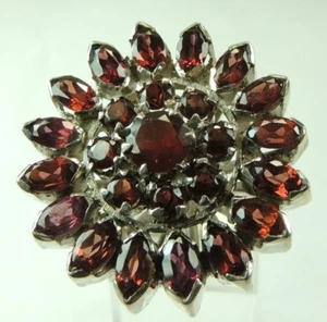 Ring Garnet Statement Floral  Cocktail Sterling Silver Wedding Mother of Bride - Picture 1 of 2