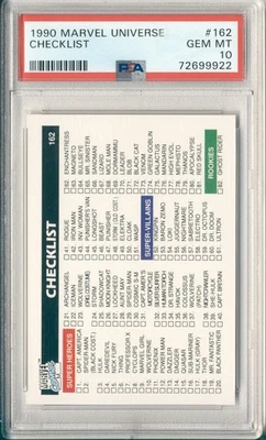 1990 Marvel Universe #162 Checklist – PSA 10 GEM MT - Image 1 of 2