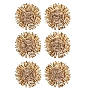 6Pieces Handmade Sunflowers Napkin Rings Natural Dining Decorating Accent - Picture 1 of 8