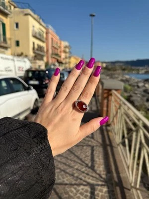 Anello In Argento 925 Pietra Arancione  - Immagine 1 di 3