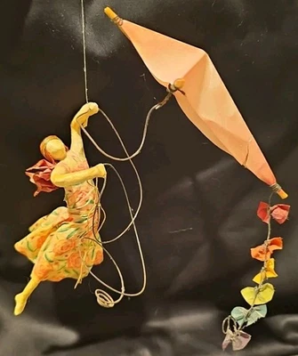 Serena Mann Paper Mache mobile Flying Kite Lady Sculpture OOAK signed 2001 - Image 1 of 4