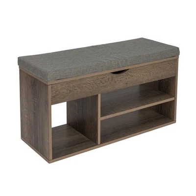 Banco de almacenamiento de entrada con tapa elevadora y 3 compartimentos para zapatos en madera de fresno R... Foto 1 de 4