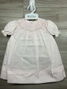 NEW Feltman Brothers Girls Pink Hand Smocked Dress 3mo Rosettes - Picture 1 of 10