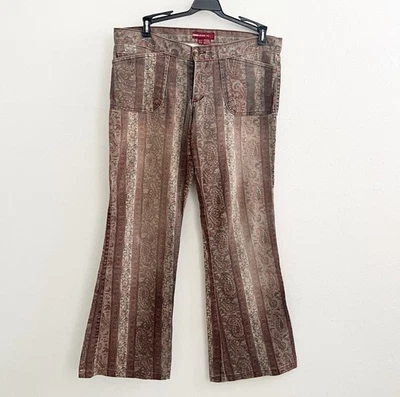 Y2K Zara TRF Paisley Boho Low Rise Wide Jeans Size 6 HIPPIE NWOT - Image 1 of 4