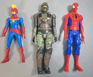 Lot of 3 Action Figures – Spider-Man, Captain Marvel, Halo Spartan Soldier –... - Picture 1 of 2