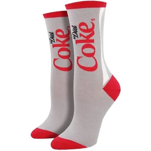 NEW Diet Coke Socks Women’s S/M 9-11 Red Gray Logo Graphic Crew Sock 1 Pair - Picture 1 of 1