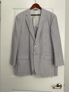 Blazer Brooks Brothers Madison Seersucker a rayas 48L con 43 - Imagen 1 de 15