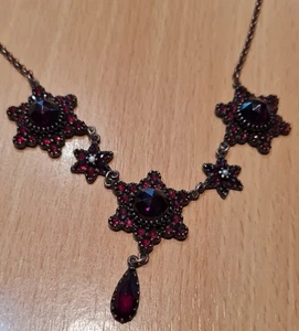 Antike Alt Gold Granat Halskette Wunderschöne Silber - Bild 1 von 7