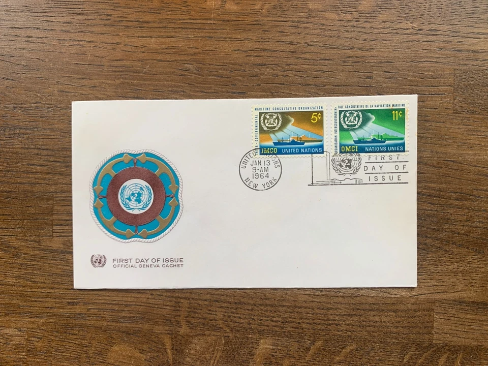 UN NUEVA YORK 1964 FDC OFICIALES OMCI BARCOS MARÍTIMOS EN EL MAR Foto 1 de 1
