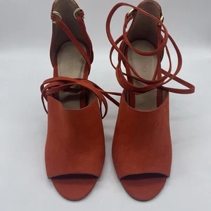Aldo Zelia Burnt Orange Peep Toe Ankle Wrap Stiletto Heels Womens Size 7.5 Shoes - Picture 1 of 11