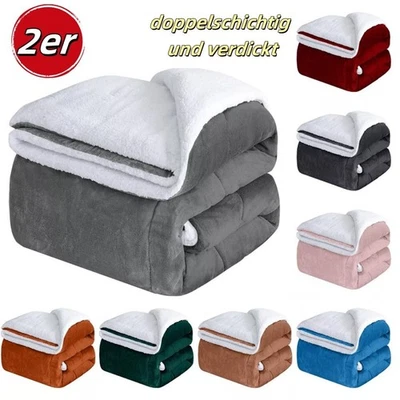 1/2er Wohndecken Kuscheldecken Extra Dicke Warm Decke Schafwolle Sofadecke - Bild 1 von 4