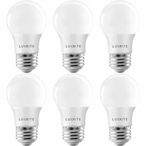 Luxrite A15 LED Light Bulb 40W Equivalent Dimmable 2700K 600lm E26 Base 6-Pack - Picture 1 of 8