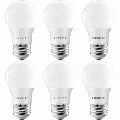 Luxrite A15 LED Light Bulb 40W Equivalent Dimmable 2700K 600lm E26 Base 6-Pack - Image 1 of 4
