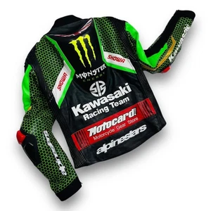Kawasaki Motorbike Riding Jacket Cowhide Leather Motorcycle Racing Biker Jacket - Picture 1 of 5