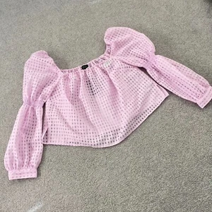 Blusa ELOQUII Cuello Cuadrado Mangas Abullonadas en Rosa Barbiecore NUEVA CON ETIQUETAS US14 - Imagen 1 de 8