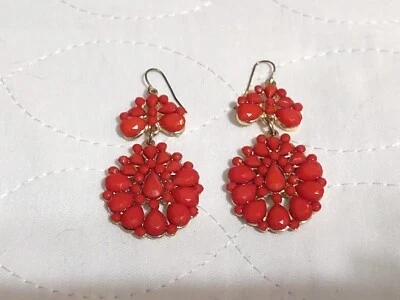 Pendientes de Colección Rojo Moda Imitación Coral Araña Tono Dorado Joyería Rara Foto 1 de 4