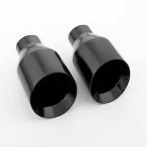 Weld On Stainless Steel Exhaust Tips Black Paint 2.25" In 4" Out Angle Cut 2PCS - Bild 1 von 6