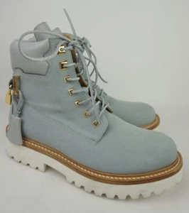 Buscemi St Moritz Light Blue Nabuk Canvas Site Boots Size 40 - Picture 1 of 6
