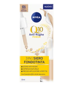 NIVEA Q10 ANTIRUGHE POWER 3IN1 SIERO FONDOTINTA 01 LIGHT MEDIUM VISO 30ML - Picture 1 of 3