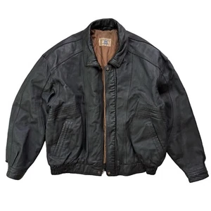 Vintage 90s Eagle Pass Genuine Leather Jacket Adult XL Black Quilt Lined Read - Picture 1 of 10